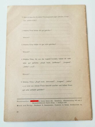 Führerinnen Dienst der Hitler Jugend, Ausgabe JM Gebiet Baden 21 vom Februar 1943