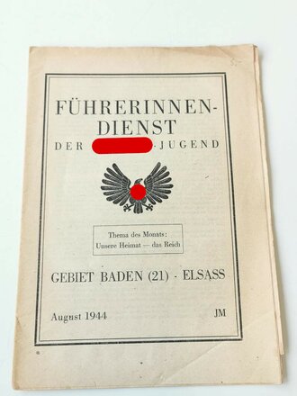 Führerinnen Dienst der Hitler Jugend, Ausgabe JM Gebiet Baden 21 vom August 1944