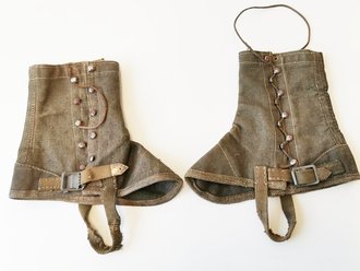 Paar "Steyrische " Gamaschen, so von Gebirgsjägern und Waffen SS Einheiten getragen. Stark getragenes Paar