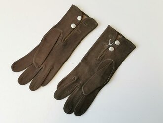 Paar braune Wildlederhandschuhe für Offiziere datiert 1938