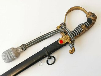 Heer, Leopardenkopfsäbel für Offiziere, Eickhorn Modell 1695. Guter Zustand, ungereinigt, Scheide original lackiert