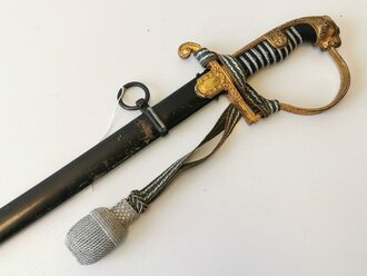 Heer, Leopardenkopfsäbel für Offiziere, Eickhorn Modell 1695. Guter Zustand, ungereinigt, Scheide original lackiert