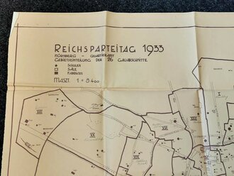 Reichsparteitag 1933, Großformatiger Plan des Quartieramt mit Gebitseinteilung der 26 Gauabschnitte