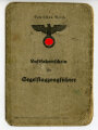 Luftfahrerschein für Segelflugzeugführer, ausgestellt in Wiesbaden 1944,