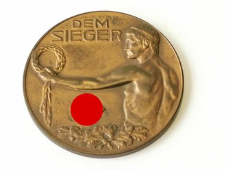 Deutsche Reichsbahn, nicht tragbare Sieger Medaille des Reichsbahn Bezirks- Turn- und Sportfest Regensburg 1934. Durchmesser 50mm