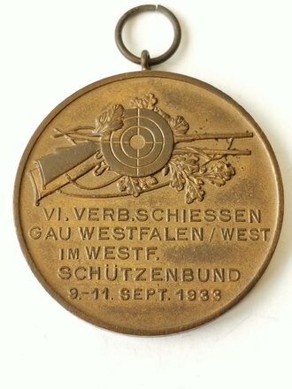 Westfälischer Schützenbund, tragbare Medaille des VI.Verband Schiessen Gau Westfalen 1933. Durchmesser 40mm