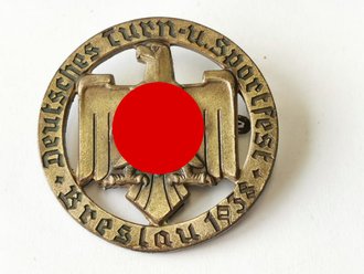 Leichtmetallabzeichen Deutsches Turn-u.Sportfest Breslau 1938, Nadel geklebt