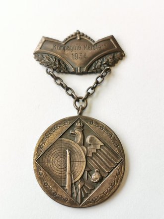 Jagd- Schützenwesen, Tragbare Medaille " Kompagnie Meister 1934" Durchmessser39mm