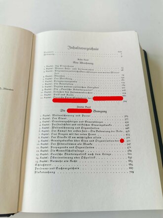 Adolf Hitler "Mein Kampf" Jubiläumsausgabe von 1939 in beinahe neuwertigem Zustand, inliegend die Rechnung über 32,- RM von 1940