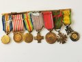 Frankreich, Miniaturspange mit 7 Auszeichnungen eines Frontkämpfers im 1.Weltkrieg.