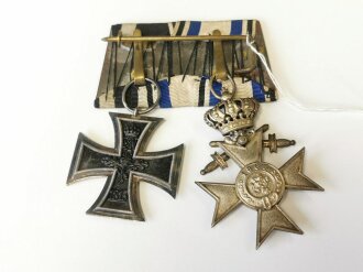 Bayern, Ordenspange Militär Verdienstkreuz 2.Klasse mit Krone und Schwertern sowie Eisernes Kreuz 2.Klasse 1914