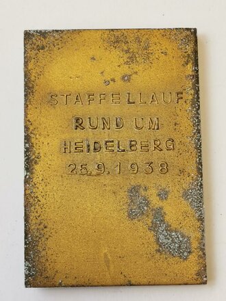 Heidelberg, NSRL Siegerplakette " Staffellauf Rund um Heidelberg 1938" 41 x 59mm