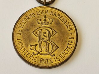 Tragbare Medaille für treue Dienste " Verband ehemaliger Kameraden des Infanterie Regiments 16 Hacketau" Durchmesser 31mm