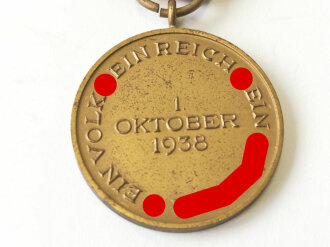 Medaille zur Erinnerung an den 1. Oktober 1938 am Band