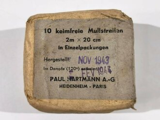 10 keimfreie Mullstreifen Wehrmacht datiert 1943
