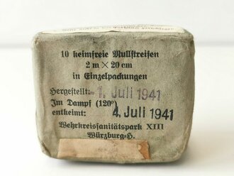 "10 keimfreie Mullstreifen" Wehrmacht datiert 1941