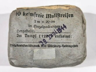 10 keimfreie Mullstreifen Wehrmacht datiert 1944