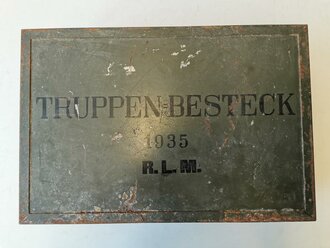 Kasten Truppen Besteck 1935 des Reichsluftschutzbund. Originallack, mit Einsätzen, ungereinigtes Stück