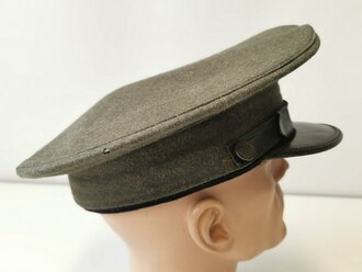 U.S. Marine Corps EM / NCO Visor hat, WWII or Korean war era. Sweatband loose, small moth holes, otherwise good condition, size 7 3/8