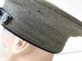 U.S. Marine Corps EM / NCO Visor hat, WWII or Korean war era. Sweatband loose, small moth holes, otherwise good condition, size 7 3/8