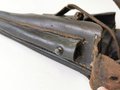 1. Weltkrieg, Pistolentasche für die lange Pistole 08 mit Anschlagbrett. Die Tasche datiert 1918 in gutem Zustand. Beim Brett Teil der Belederung restauriert.