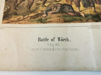 Deutsch Französischer Krieg 1870/71, 2 farbige Drucke " Schlacht bei Sedan und Wörth" Jeweils 35 x 50cm