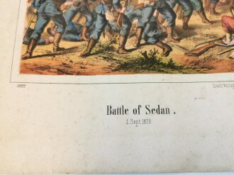Deutsch Französischer Krieg 1870/71, 2 farbige Drucke " Schlacht bei Sedan und Wörth" Jeweils 35 x 50cm