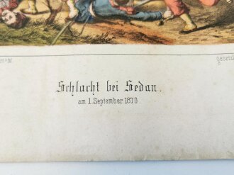 Deutsch Französischer Krieg 1870/71, 2 farbige Drucke " Schlacht bei Sedan und Wörth" Jeweils 35 x 50cm