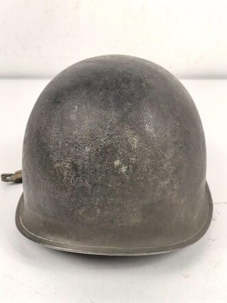 U.S. WWII steel helmet shell, front seam, fixed bail, original paint