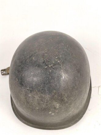 U.S. WWII steel helmet shell, front seam, fixed bail, original paint