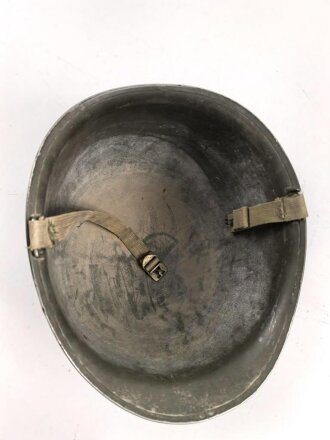 U.S. WWII steel helmet shell, front seam, fixed bail, original paint