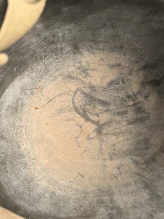 U.S. WWII steel helmet shell, front seam, fixed bail, original paint