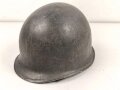 U.S. WWII steel helmet shell, front seam, fixed bail, original paint