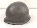 U.S. WWII steel helmet shell, front seam, fixed bail, original paint