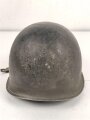 U.S. WWII steel helmet shell, front seam, fixed bail, original paint