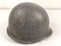 U.S. WWII steel helmet shell, front seam, fixed bail, original paint