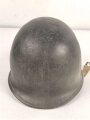 U.S. WWII steel helmet shell, front seam, fixed bail, original paint