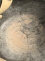 U.S. WWII steel helmet shell, front seam, fixed bail, original paint