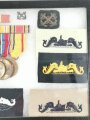 U.S. WWII and Korean War, Convolute of an Navy "Submarine" Veteran, Awards, Insignia and Dog Tag in Glas Box (20 pieces), 21 x 31 x 2 cm, very good condition