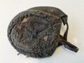 1. Weltkrieg Hufschuh, Leder angetrocknet, gefettet, Metallbeschlag neuzeitlich überlackiert