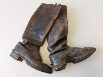 Paar Stiefel für berittene Mannschaften der Wehrmacht. Weiches Leder, ungereinigtes Paar,  Sohlenlänge  30cm