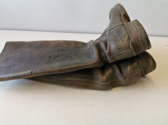Paar Stiefel für berittene Mannschaften der Wehrmacht. Weiches Leder, ungereinigtes Paar,  Sohlenlänge  30cm