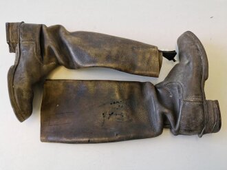 Paar Stiefel für berittene Mannschaften der Wehrmacht. Weiches Leder, ungereinigtes Paar,  Sohlenlänge  30cm