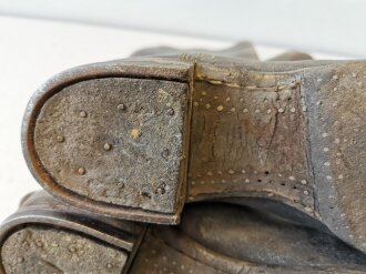 Paar Stiefel für berittene Mannschaften der Wehrmacht. Weiches Leder, ungereinigtes Paar,  Sohlenlänge  30cm