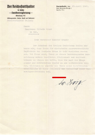 Papiernachlass vom Trägers des Deutschen Kreuz in Gold , Hauptmann der Reserve Wilhelm Krumb, Panzerjäger-Abteilung 240