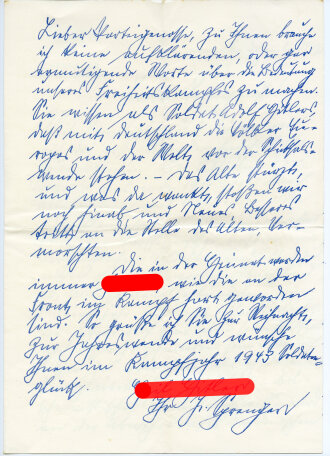 Jacob Sprenger, Gauleiter von Hessen Nassau und Reichsstatthalter in Hessen, eigenhändiger Brief mit Unterschrift datiert 1942