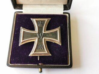 Eisernes Kreuz 1. Klasse 1914, Herstellermarkierung "KO" im Etui mit EK Aufdruck