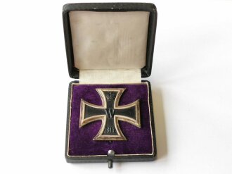 Eisernes Kreuz 1. Klasse 1914, Herstellermarkierung "WS" im Etui mit EK Aufdruck