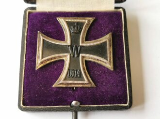 Eisernes Kreuz 1. Klasse 1914, Herstellermarkierung "WS" im Etui mit EK Aufdruck