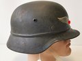 Stahlhelm Luftschutz, Befestigung des Kinnriemen abgerissen, sonst gut, ungereinigtes Stück